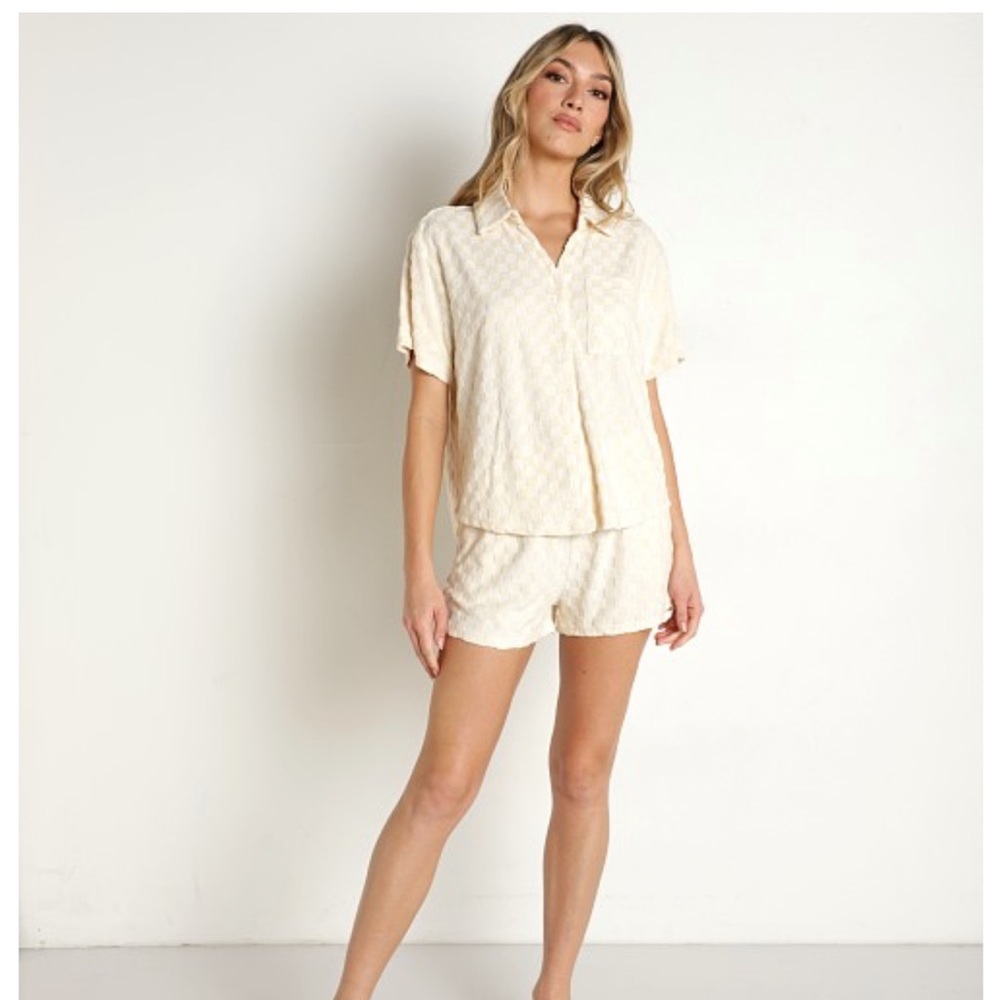 Araminta James Terry Shirt Set Lemon Check